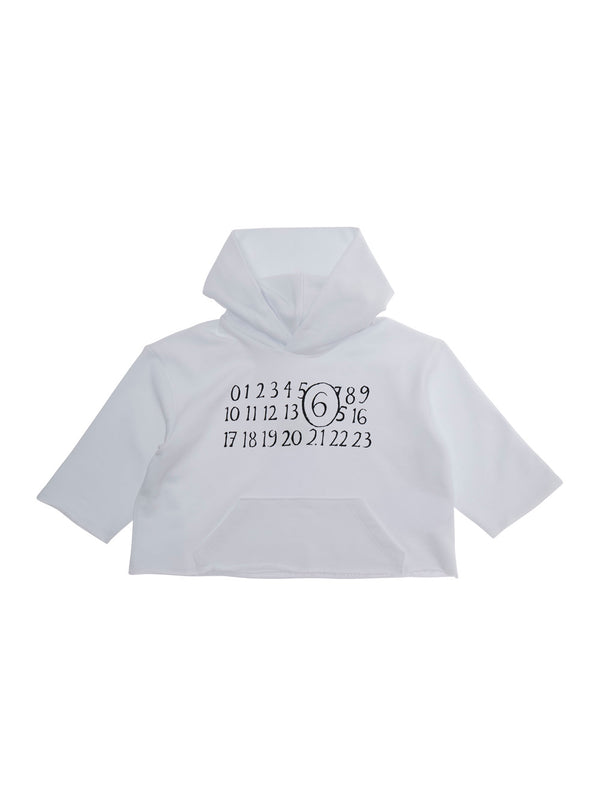 Hooded Sweatshirt White Cotton Kids Hoods & Sweatshirts