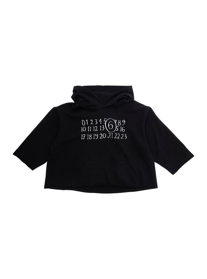 Black Hoodie with Logo Print on the Front in Cotton for Kids Sweatshirts