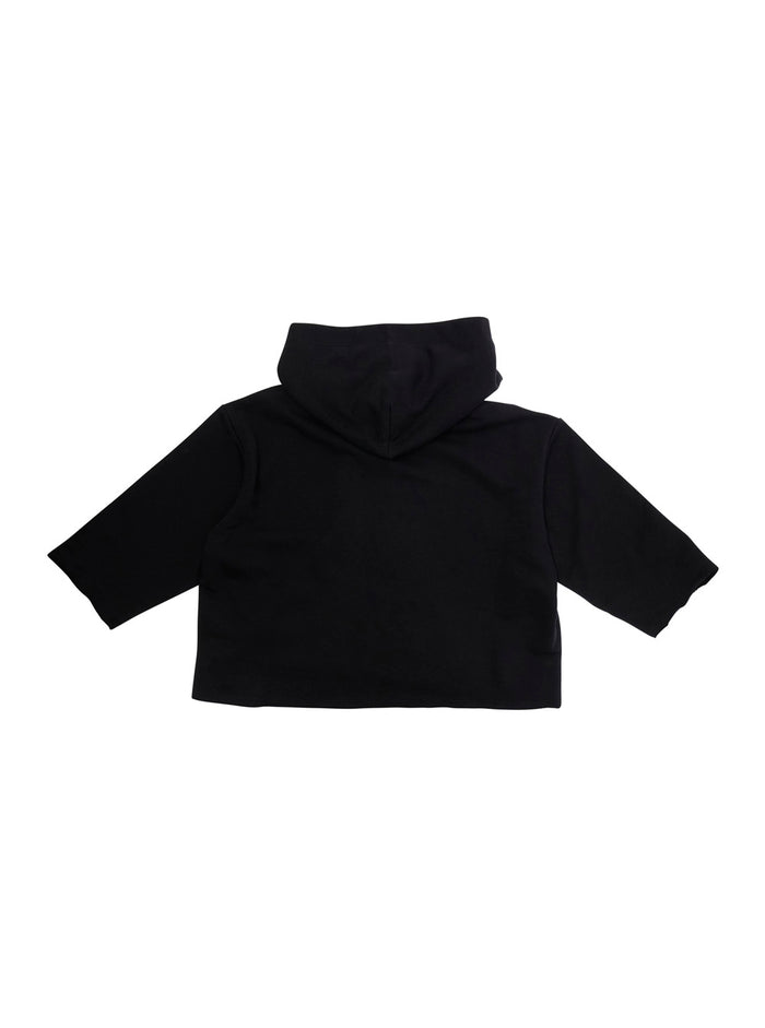 Black Hoodie with Logo Print on the Front in Cotton for Kids Sweatshirts