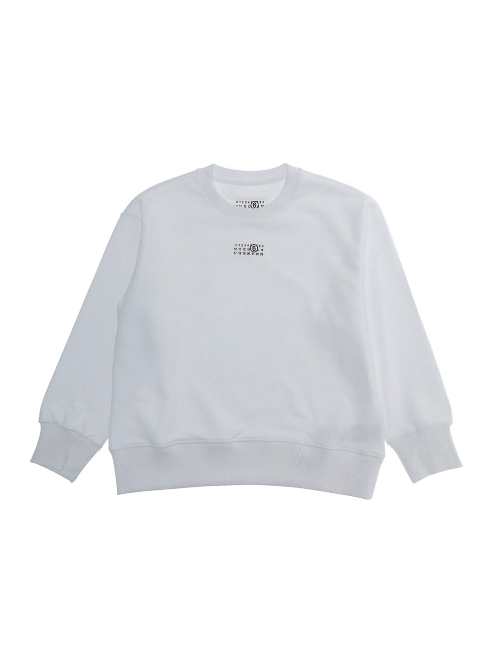 White Cotton Crewneck Sweatshirt with Numeric Logo for Kids Sweatshirts