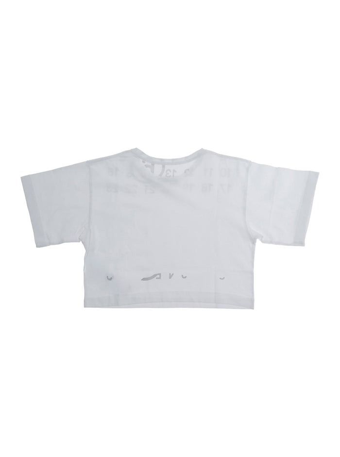 Crew Neck T-Shirt with Numeric Logo on Front in White Cotton for Kids Tshirts And Polo Shirts