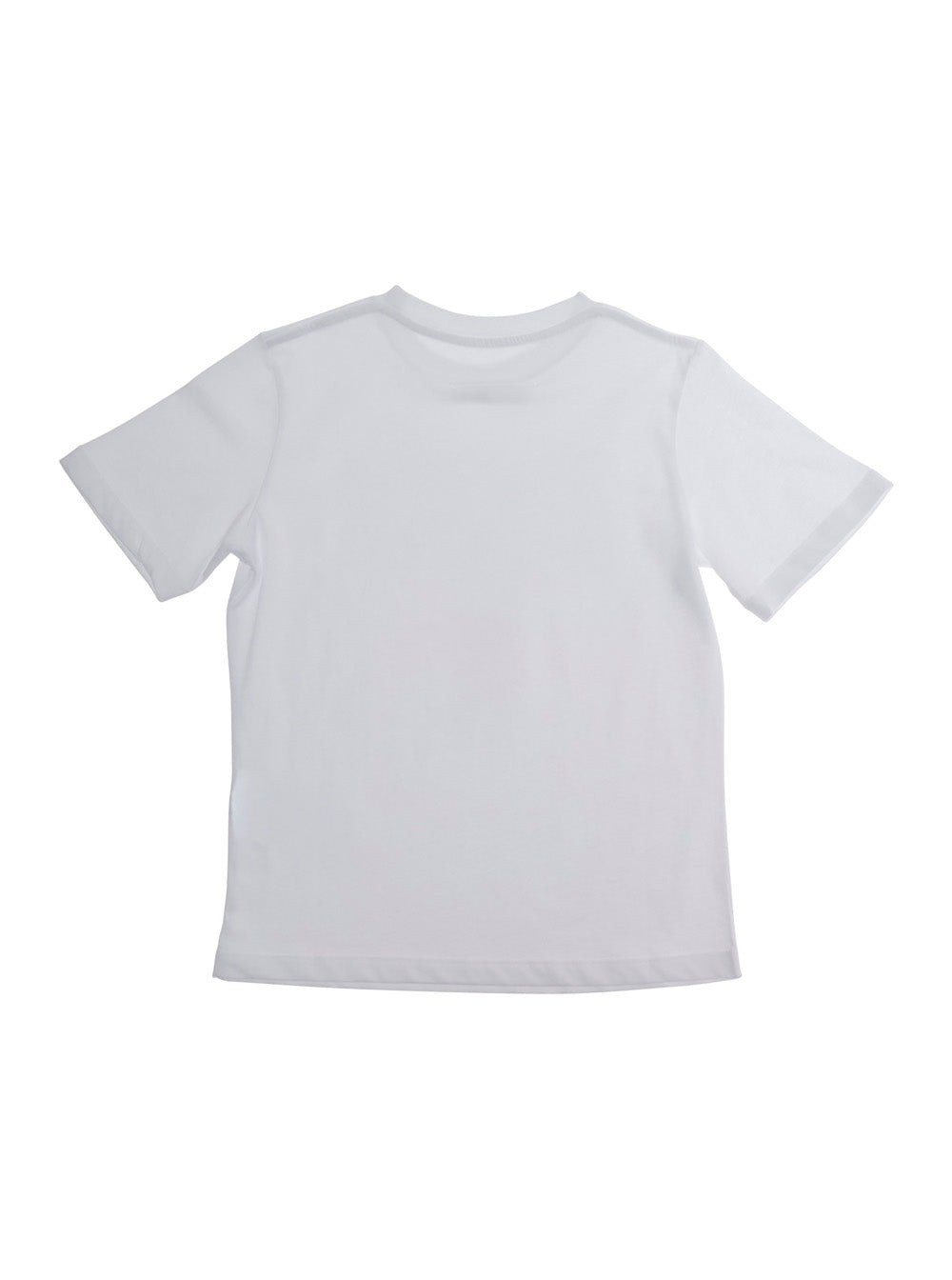 White Crewneck T-Shirt with Logo Print on the Front in Cotton Boy Tshirts And Polo Shirts