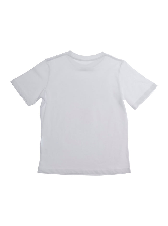 White Crewneck T-Shirt with Logo Print on the Front in Cotton Boy Tshirts And Polo Shirts