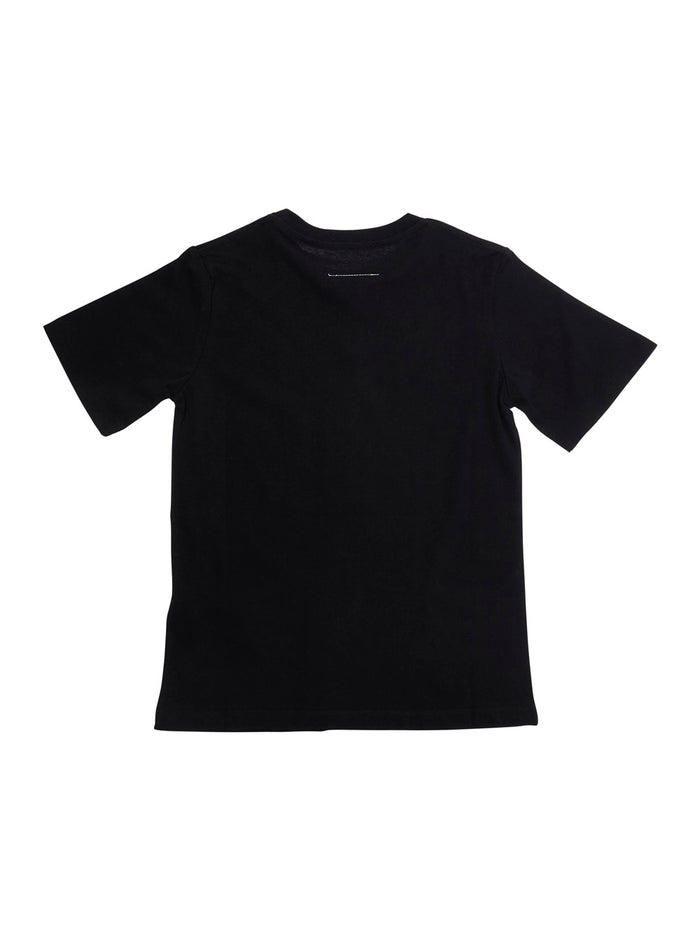 Black T-Shirt with Logo Print on the Front in Cotton Kids Tshirts And Polo Shirts