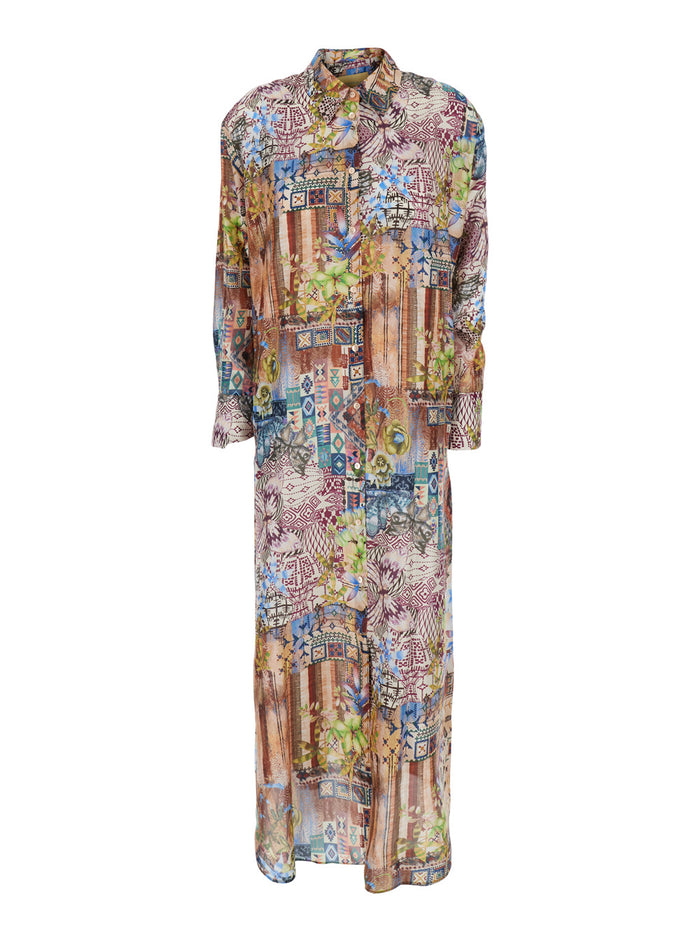 Long Dress JAU Multicolor in Silk for Women