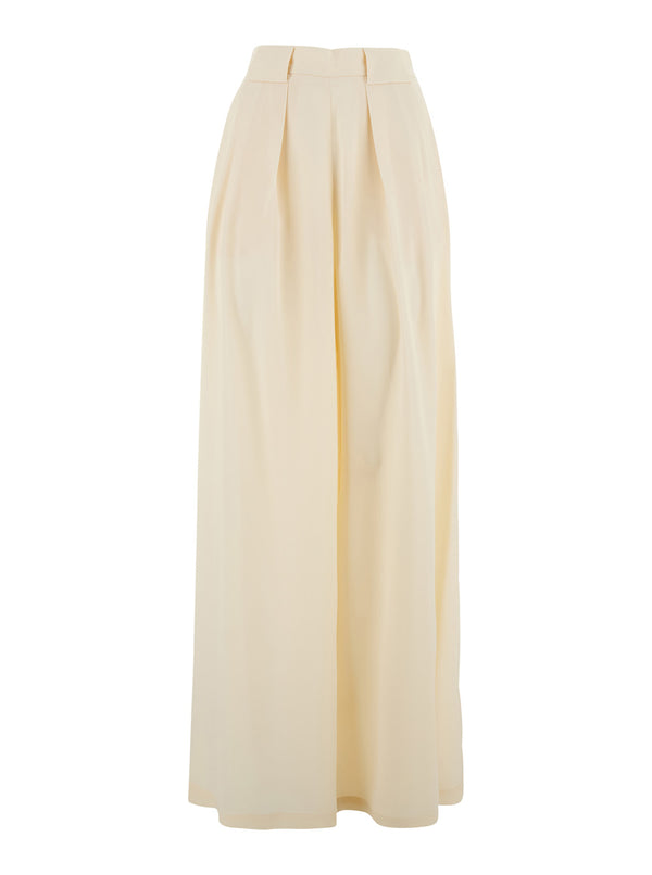 High-Waisted Pants Aspen White Acetate Trousers