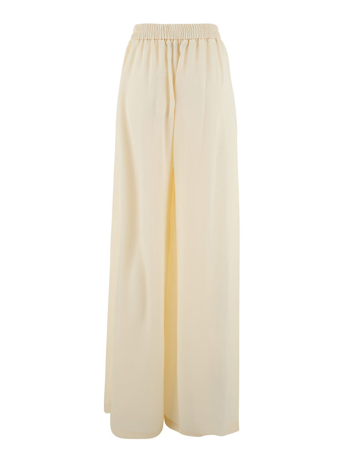 ASPEN PANT - White high-waisted with front pockets Acetate and Silk Women Trousers