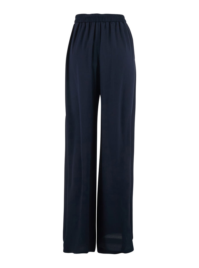 ASPEN PANT Blue High-Waisted with Side Pockets in Acetate and Silk for Women Blu Trousers