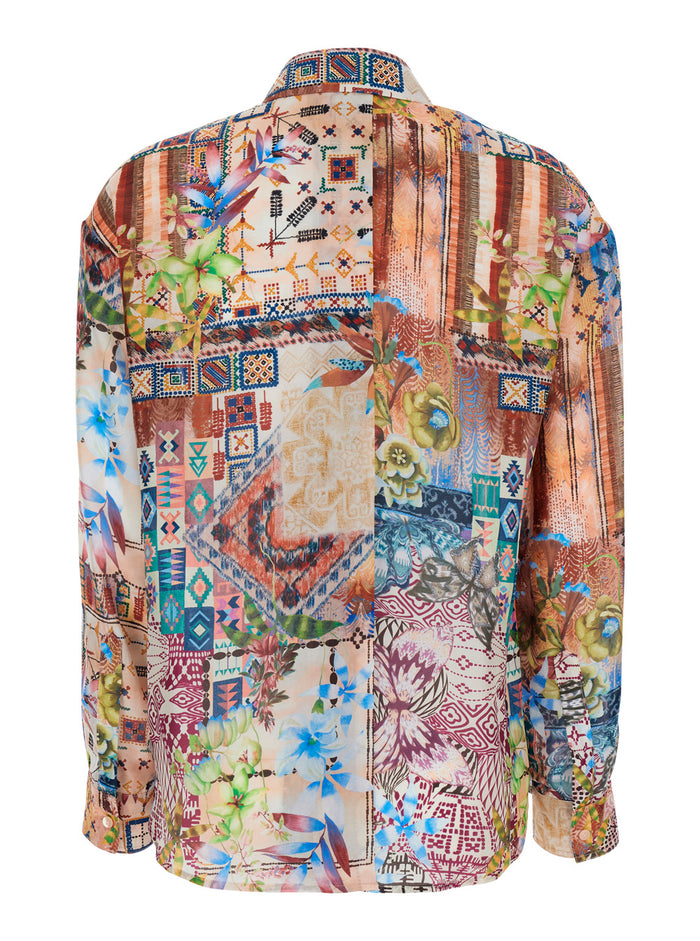 COLONIA SHIRT - Multicolor with Classic Collar and Long Sleeves in Silk for Women Blouses