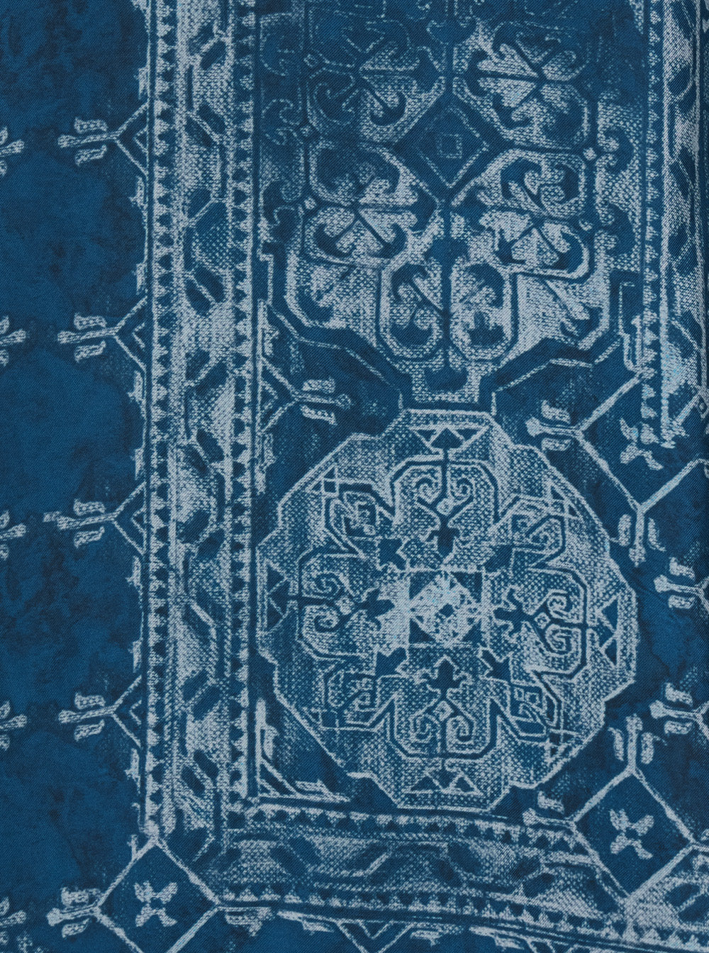 Long Dress Garcia with V-Neck and All-Over Print in Blue Silk for Women Blu