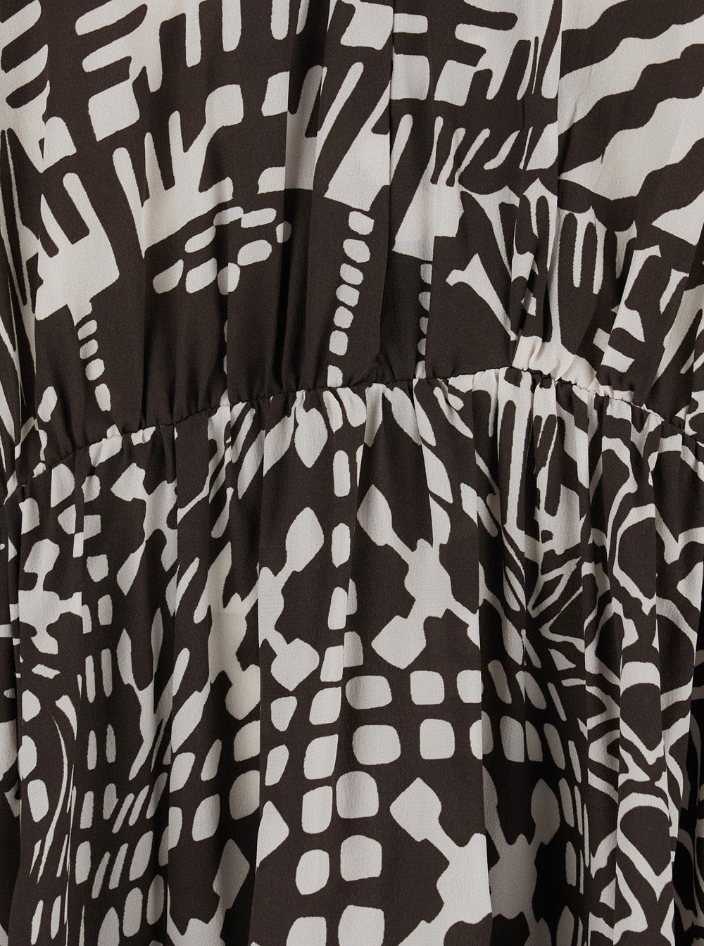 Dress Francisco Silk With V-Neck And All-Over Geometric Motif Brown Women