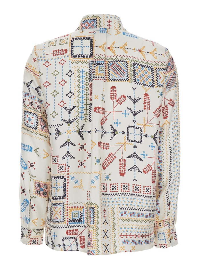Shirt MOMONì Multicolor with Pointed Collar and All-Over Silk Print for Women Blouses