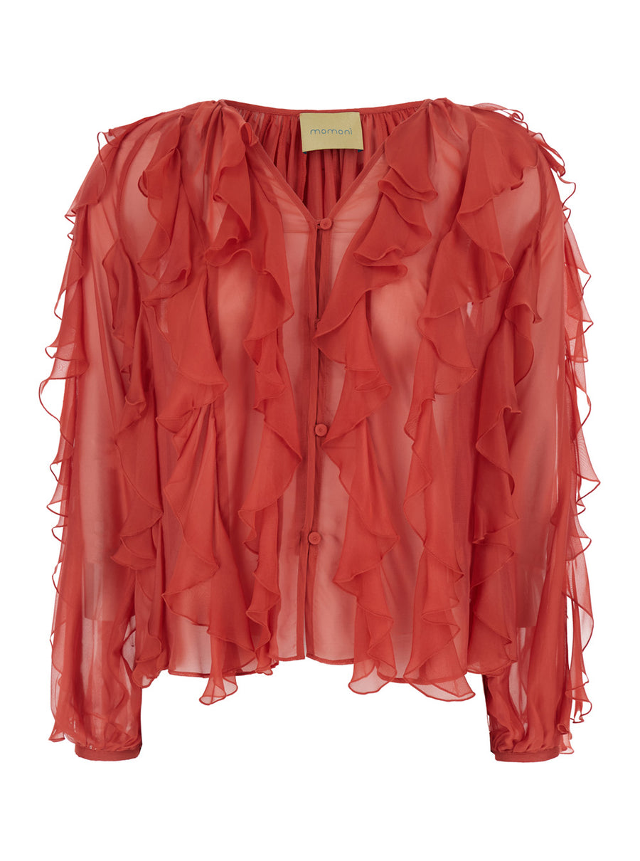 Blouse Canela Red Viscose-Silk Blouses