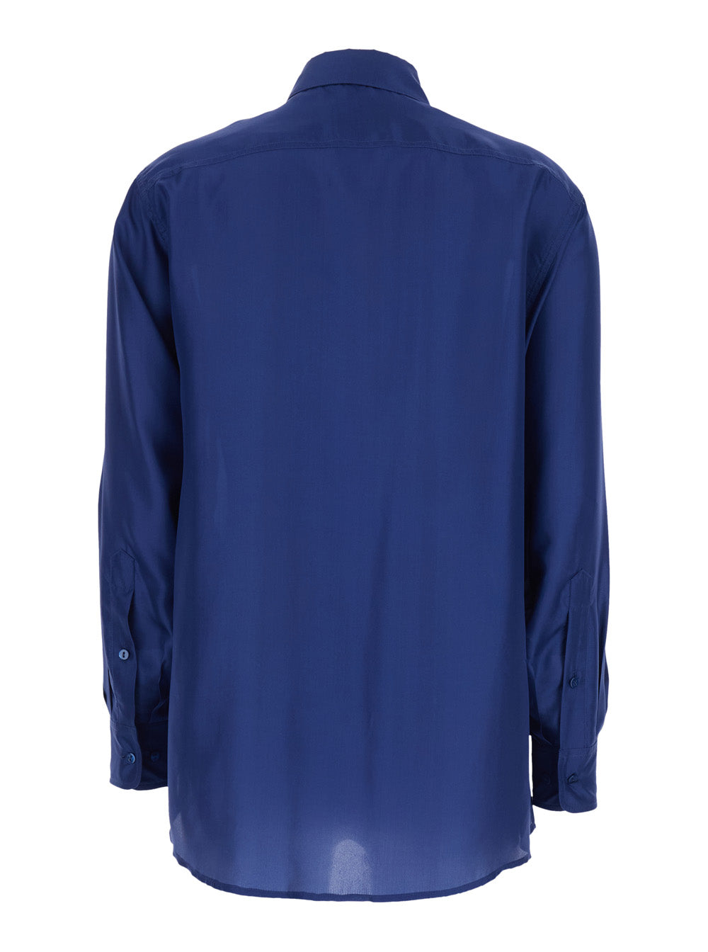 Blue Silk Classic Collar Shirt for Women Blu And Blouses