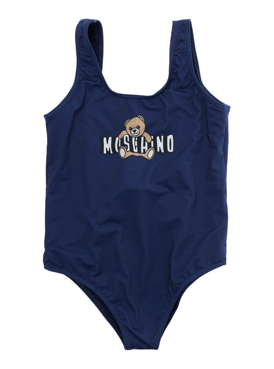 One-Piece Swimsuit Logo, Blue Polyamide Swimsuits
