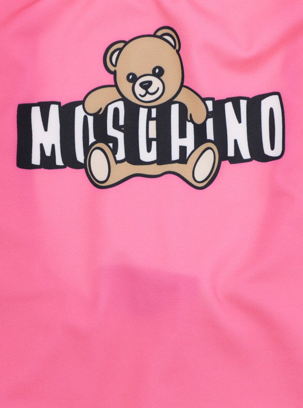 One-Piece Swimsuit MOSCHINO KIDS with Square Neckline and Logo Print on the Front in Pink Tech Fabric for Girls Polyamide Elastane Beachwear