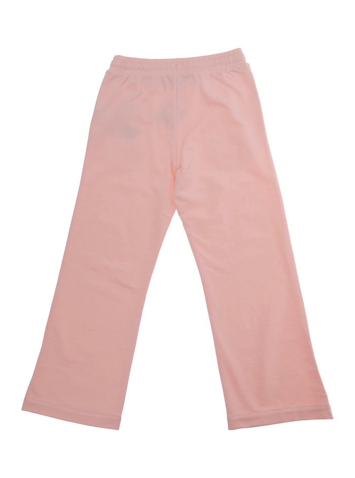 Pink Cotton Pants with Elastic Waist and Drawstring Logo on the Front for Girls Trousers