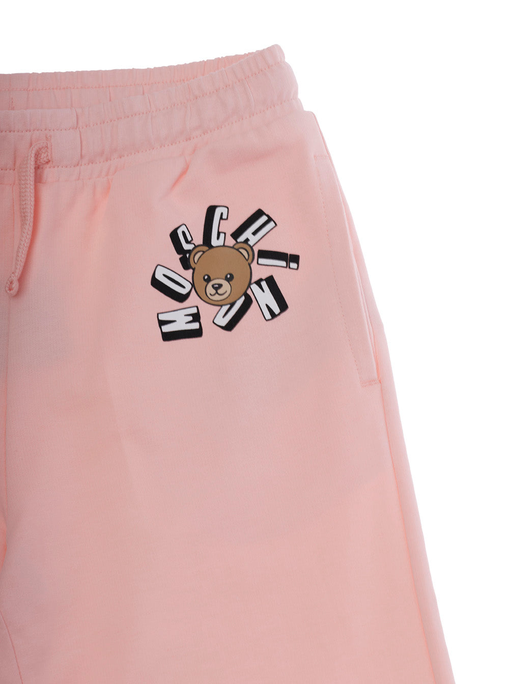Pink Cotton Pants with Elastic Waist and Drawstring Logo on the Front for Girls Trousers