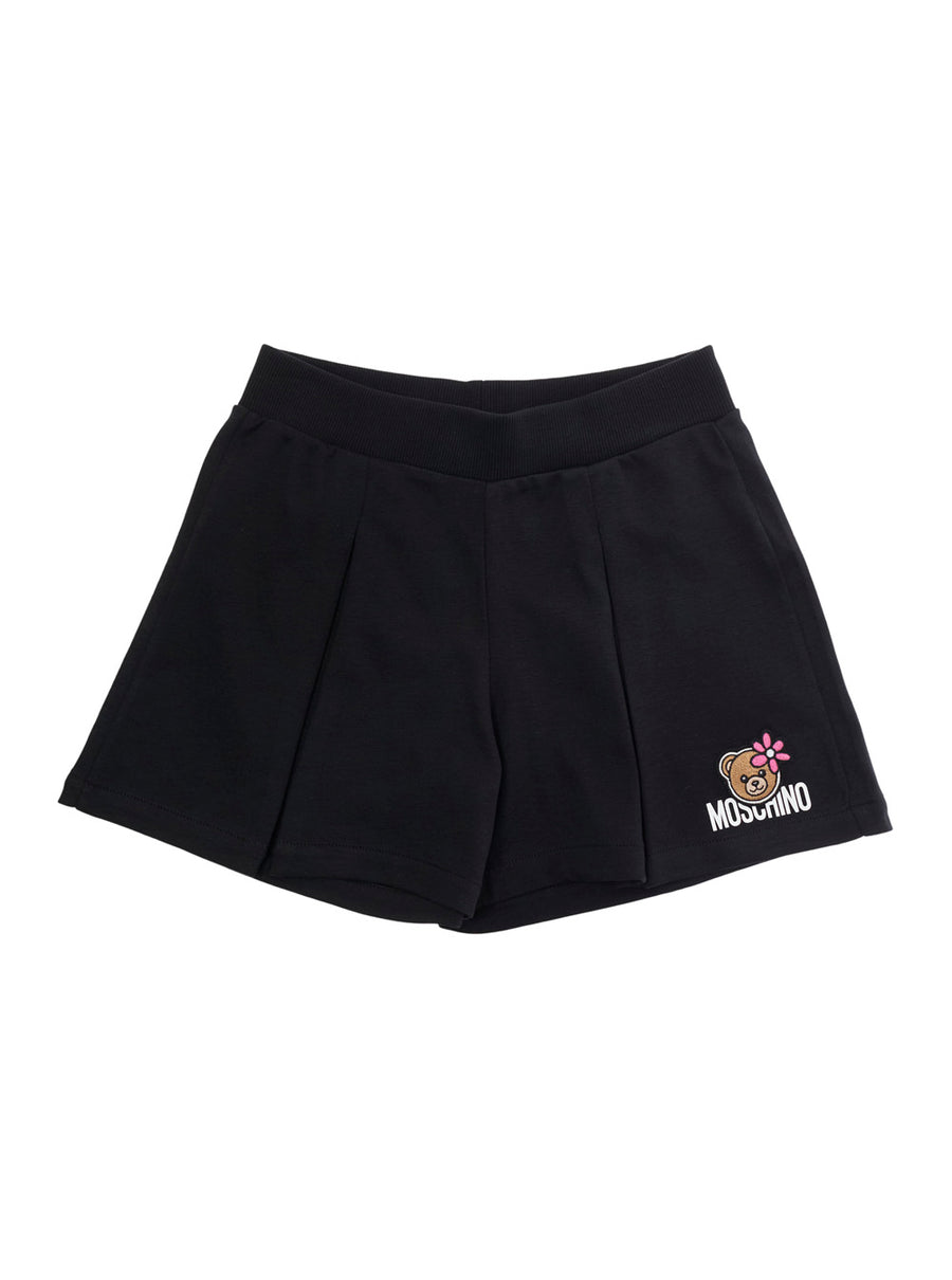Kids Logo Print Shorts Black Cotton