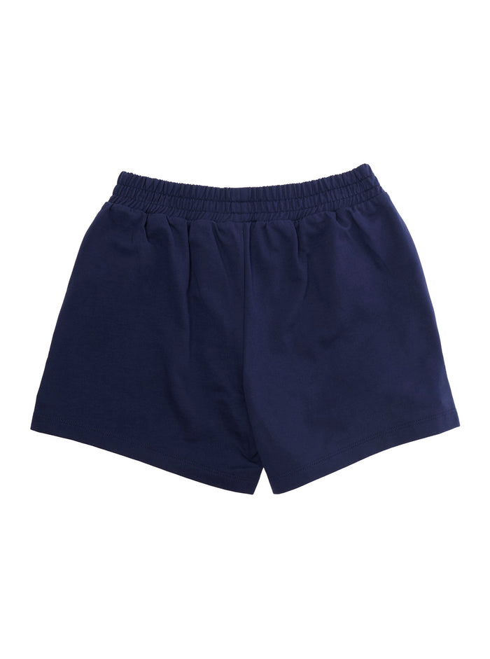 Blue Shorts with Elastic Waist and Front Logo in Cotton for Girls Blu Bermuda