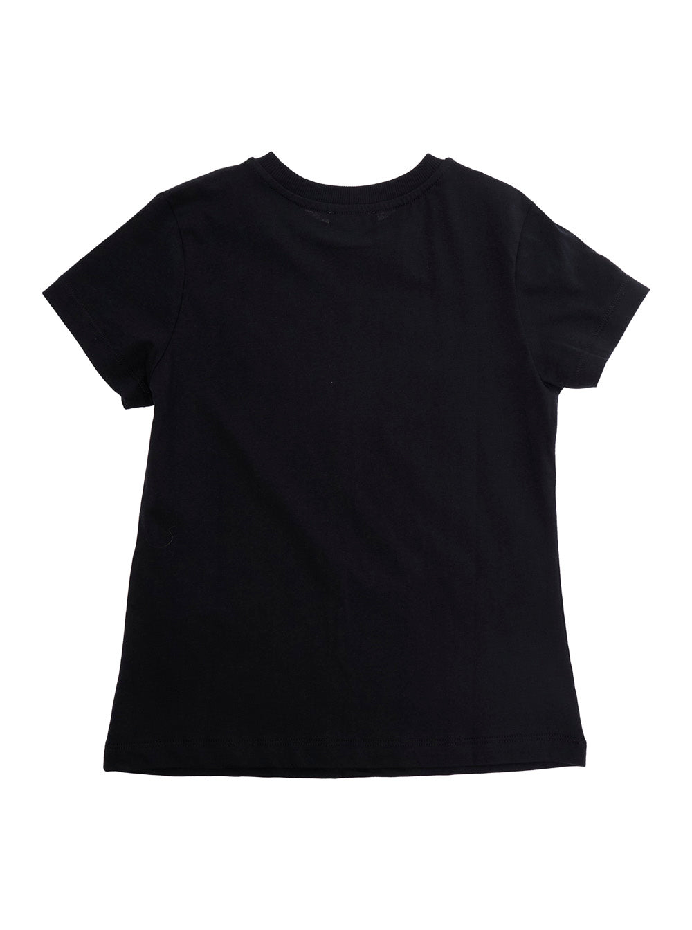 Crew Neck T-Shirt with Logo Print on Front in Black Cotton for Kids Tshirts And Polo Shirts