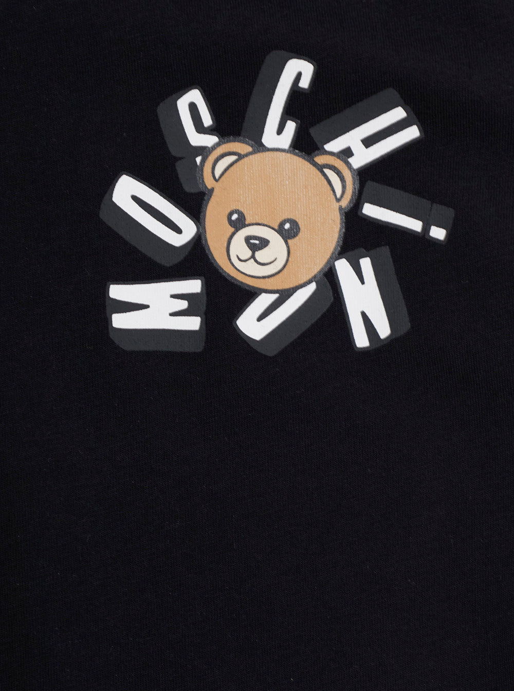 Crew Neck T-Shirt with Logo Print on Front in Black Cotton for Kids Tshirts And Polo Shirts