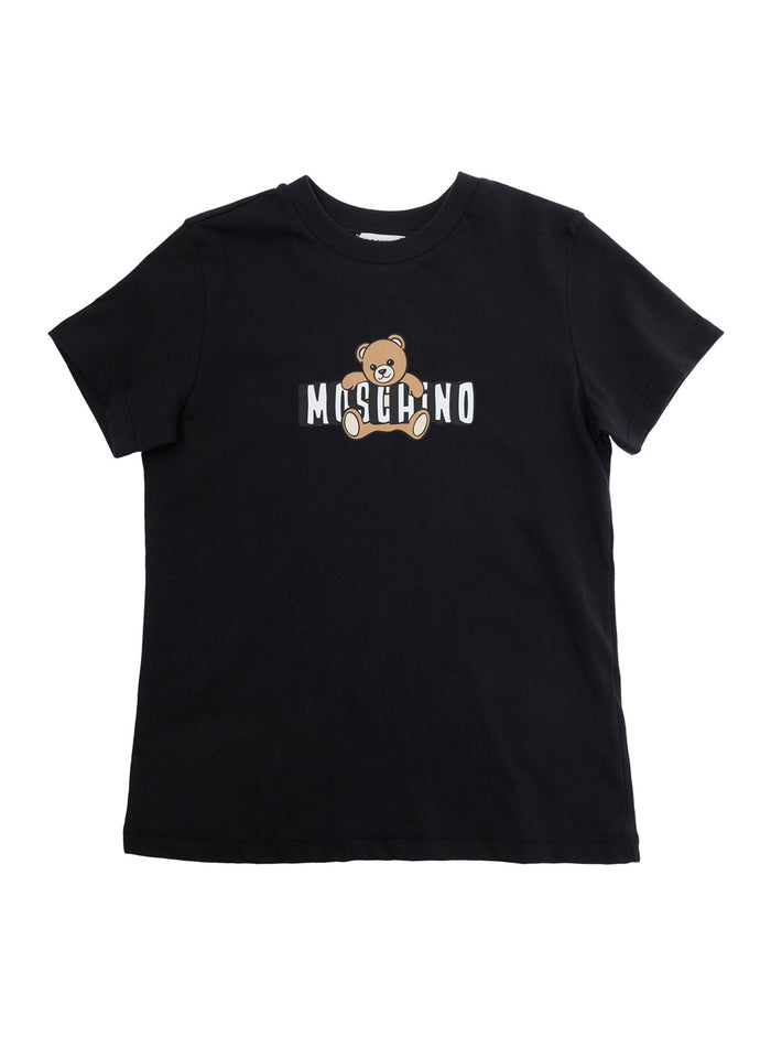 Black T-Shirt with Logo on the Front in Cotton for Kids Tshirts And Polo Shirts