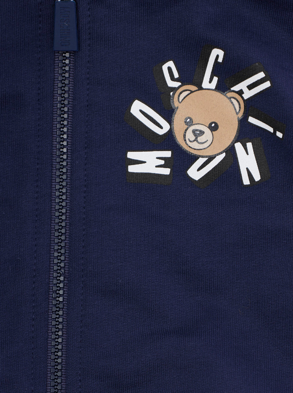 Blue Tracksuit with Fixed Hood and Front Print in Baby Cotton Blu Suits