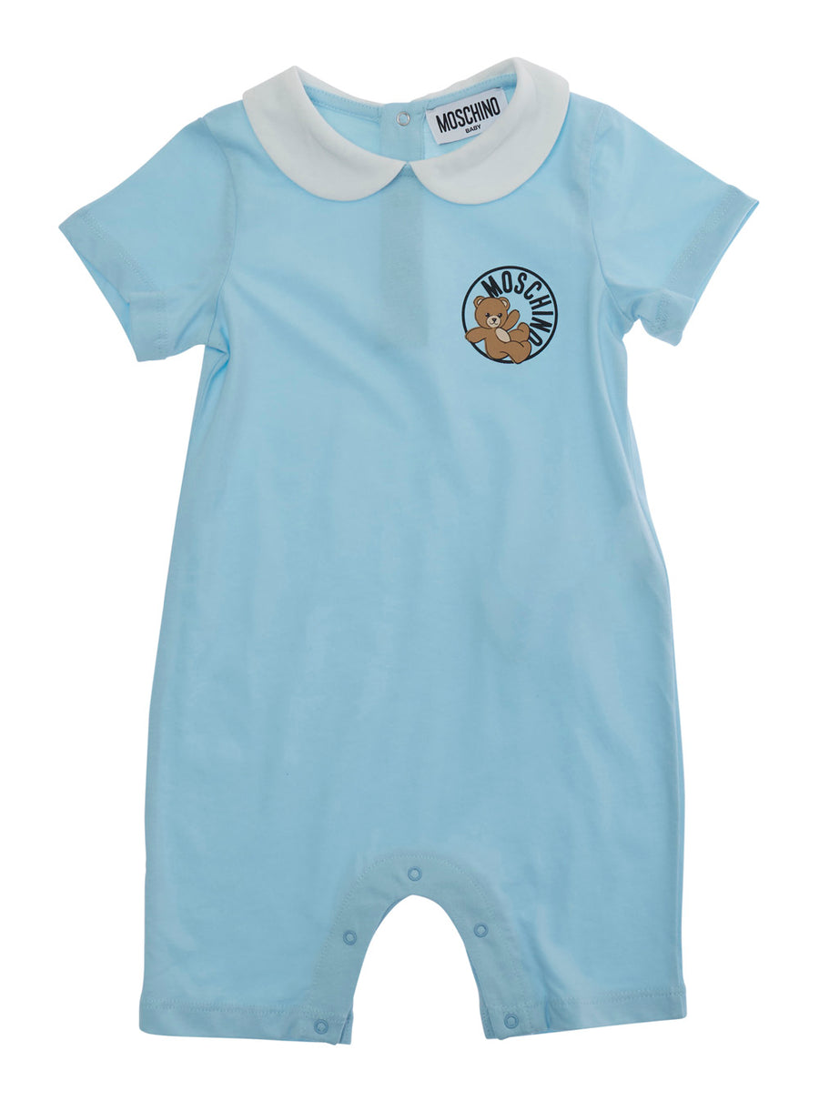 Romper Light Blue Cotton Jumpsuits