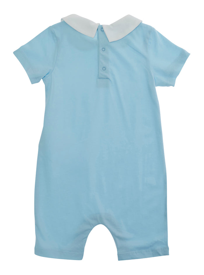 ROMPER WITH GIFT BOX Blue Clothing front closure and short sleeves in Cotton Women Light Jumpsuits