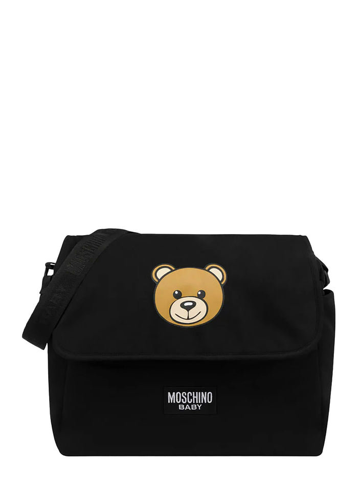 Teddy Bear Diaper Bag with Cotton Changing Mat Black Women Crossbody