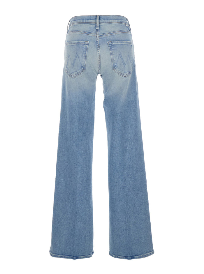 The Mid Rise Mavin Sneak Light Blue Jeans with Belt Loops and Logo Embroidery on Rear in Denim Woman