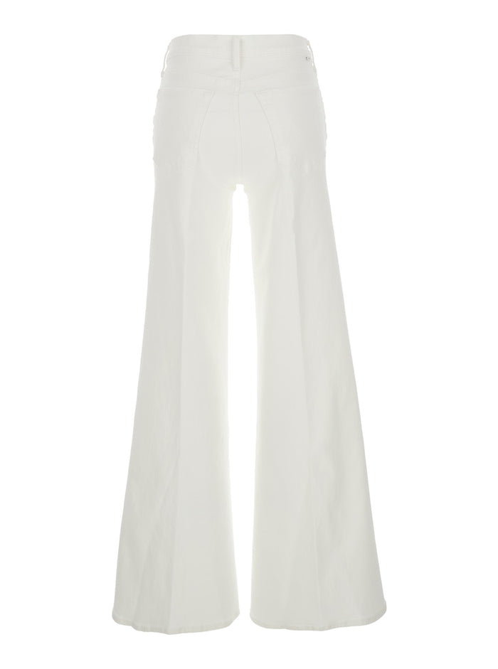 The Twister Sneak White Jeans With Belt Loops And Wide Leg Denim Woman