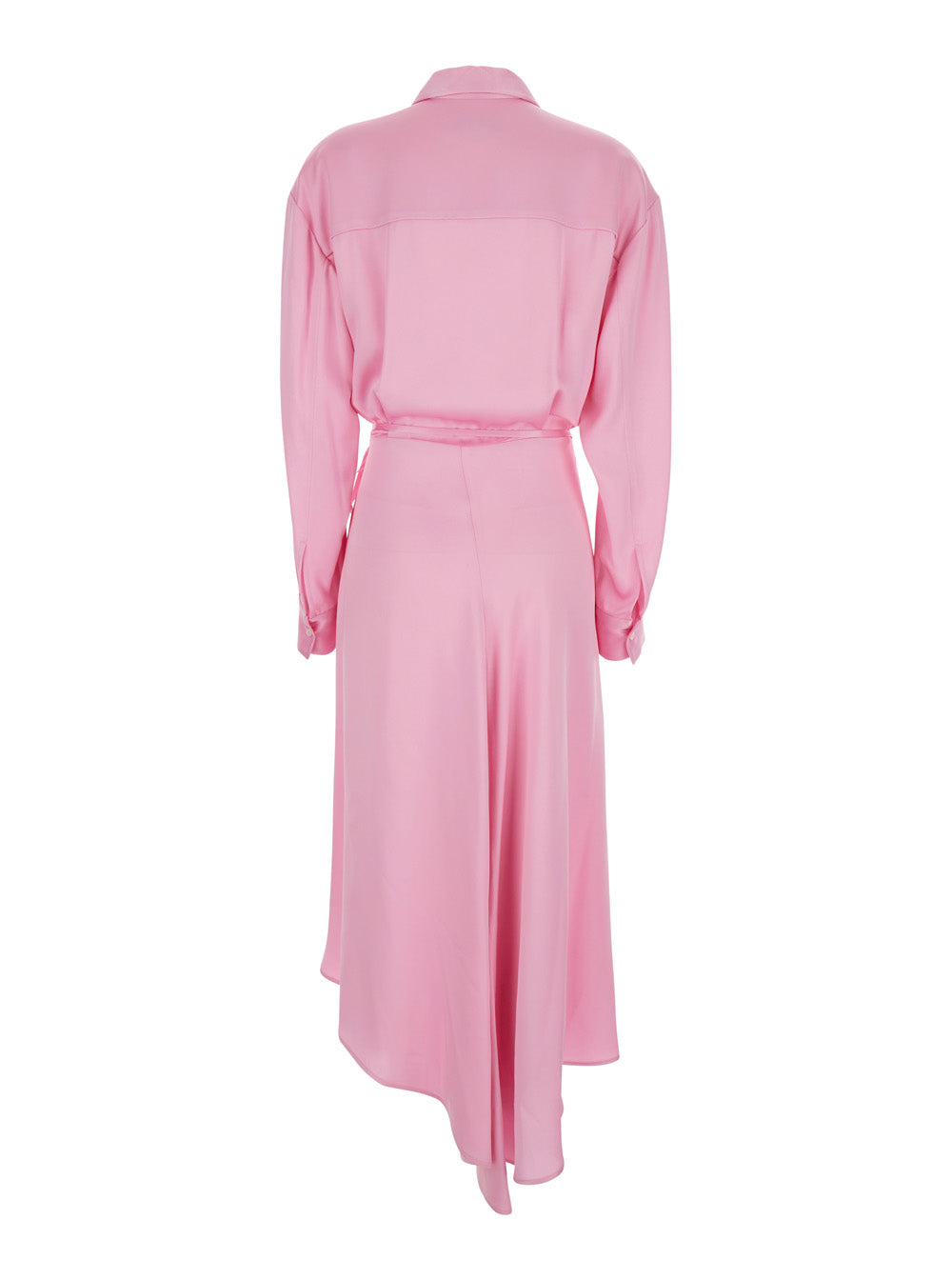 Dress Pink With V-Neck And Long Sleeves Viscose Women Acetate