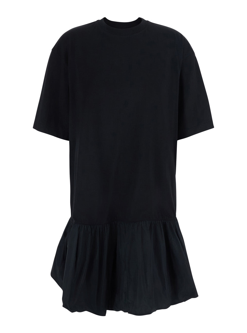 Dress Black With V-Neck And Short Sleeves Cotton For Women