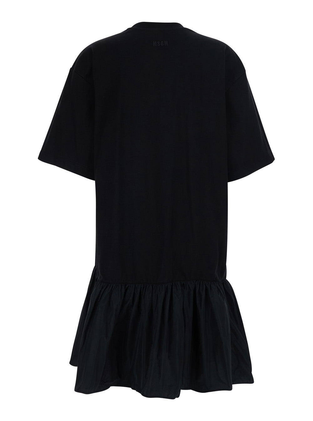 Dress Black With V-Neck And Short Sleeves Cotton For Women