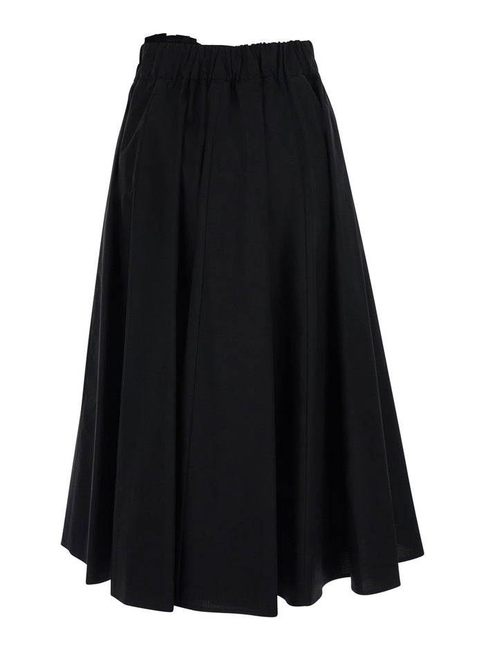 Black Gonna-Skirt With Pleated Design Cotton For Women