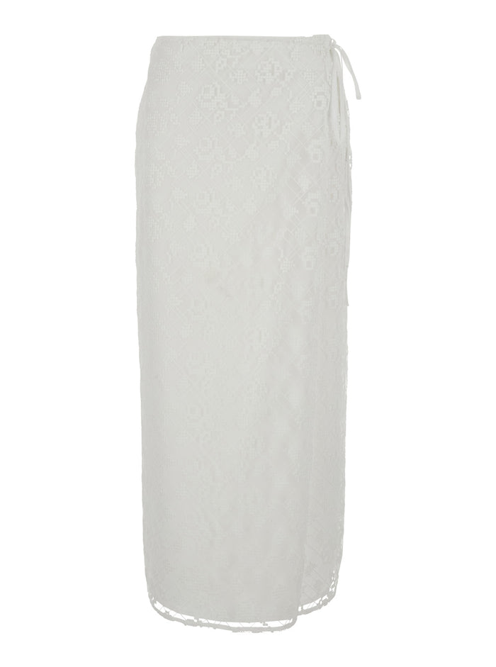 Skirt Gonna-Skirt White With Elegant Details Polyester Women