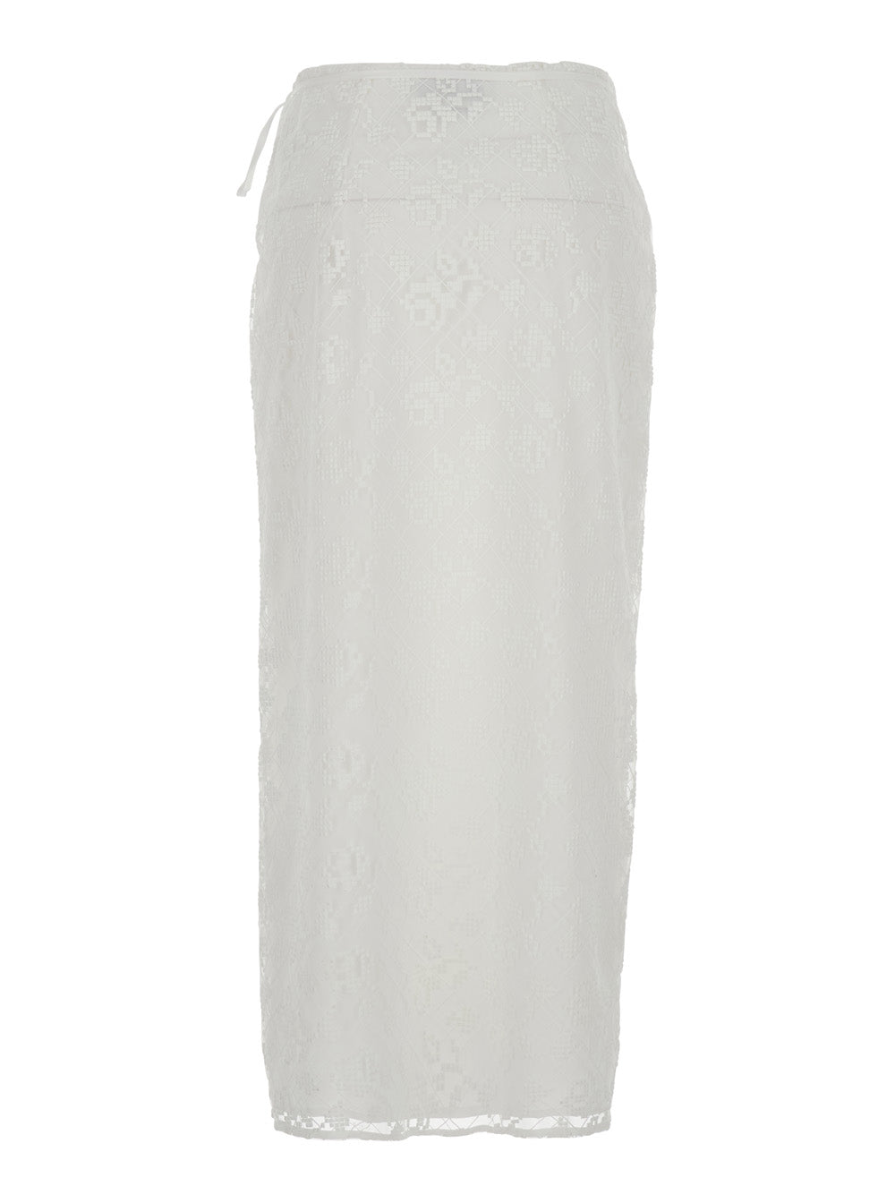 Skirt Gonna-Skirt White With Elegant Details Polyester Women