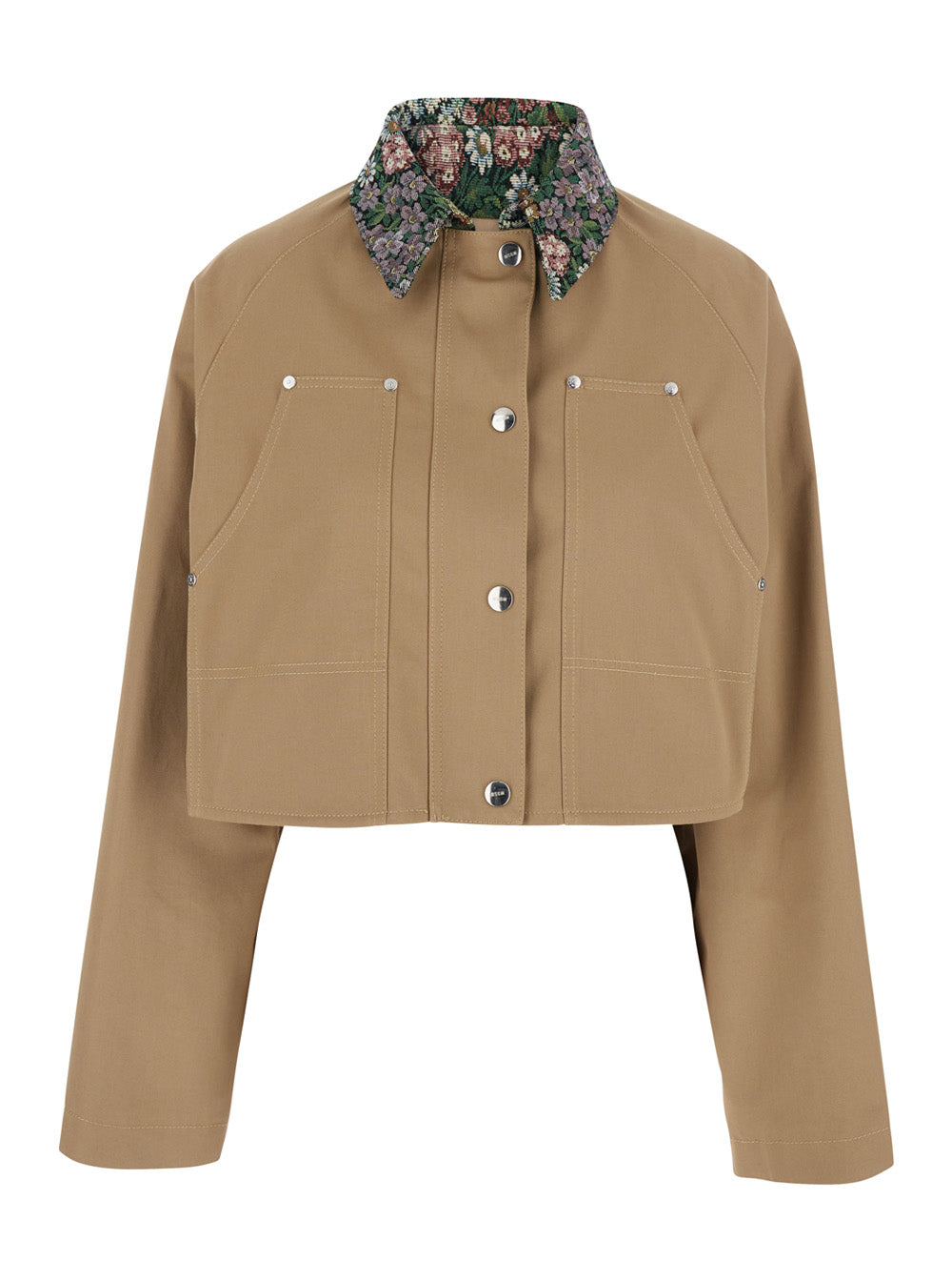 Beige Jacket With Front Closure And Cotton Pockets For Women