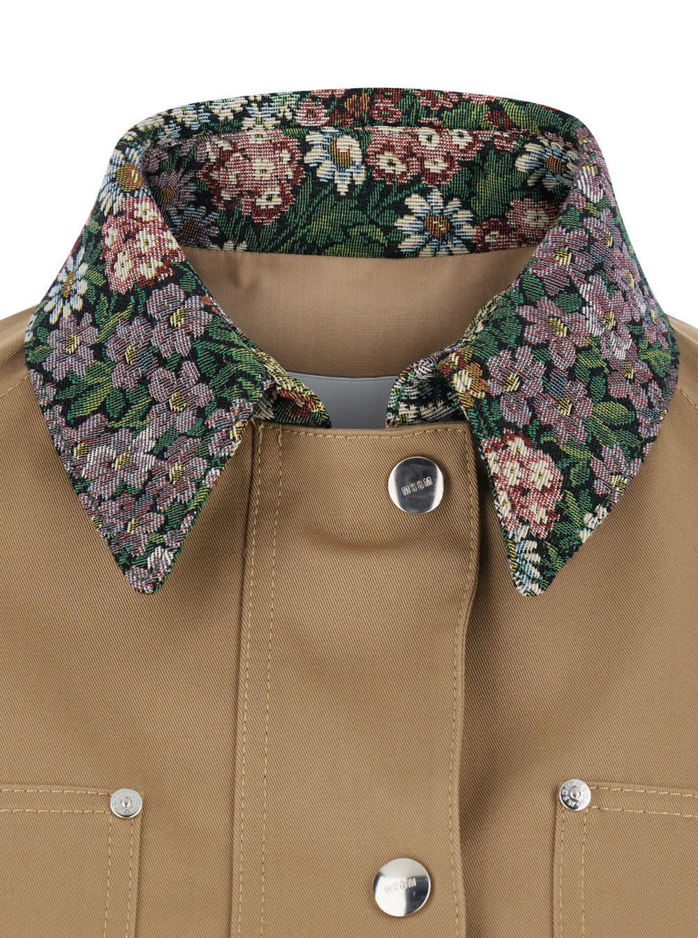 Beige Jacket With Front Closure And Cotton Pockets For Women