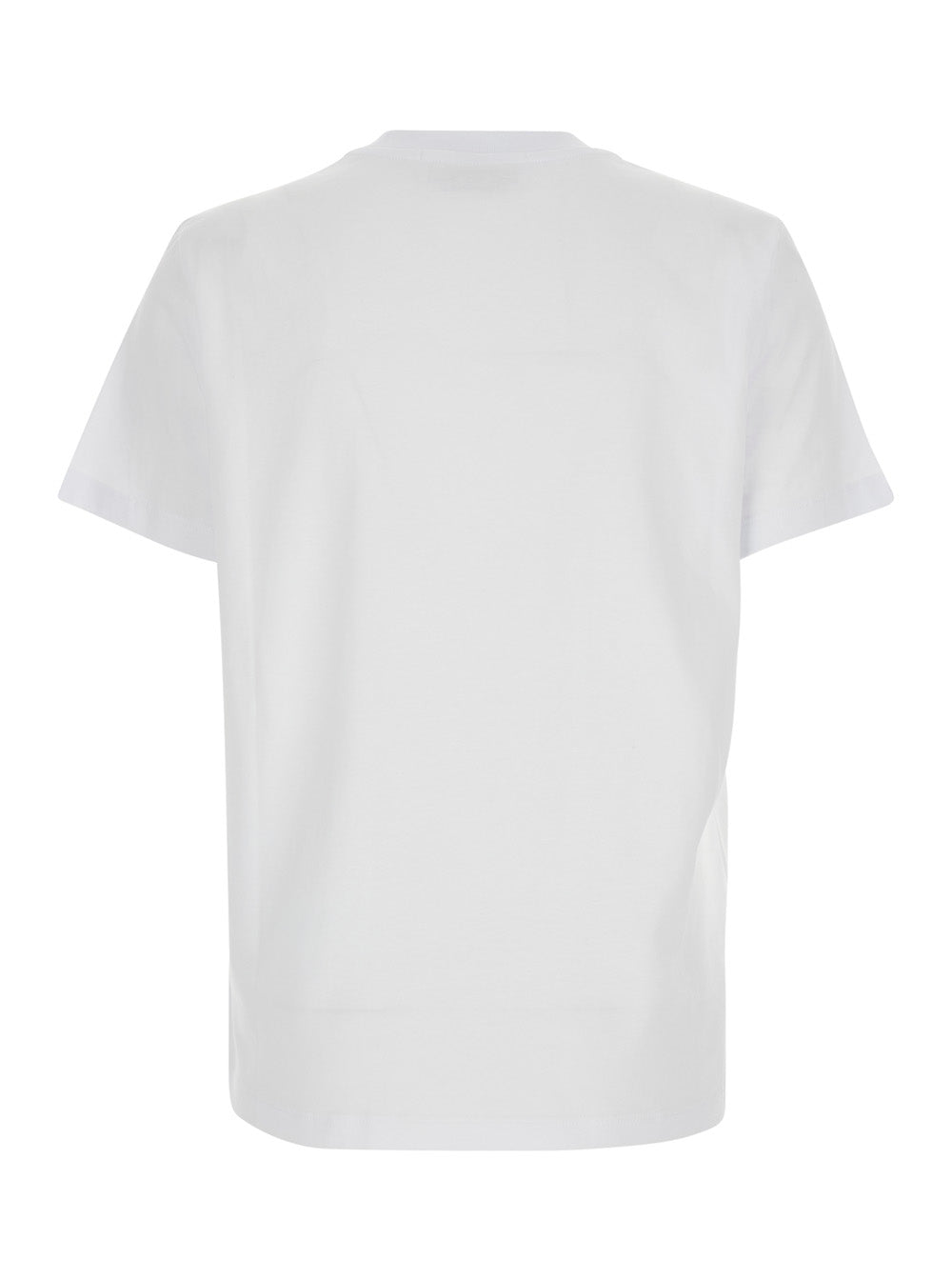 White T-Shirt With Round Neck And Logo On Front For Men Cotton Tshirts Polo Shirts
