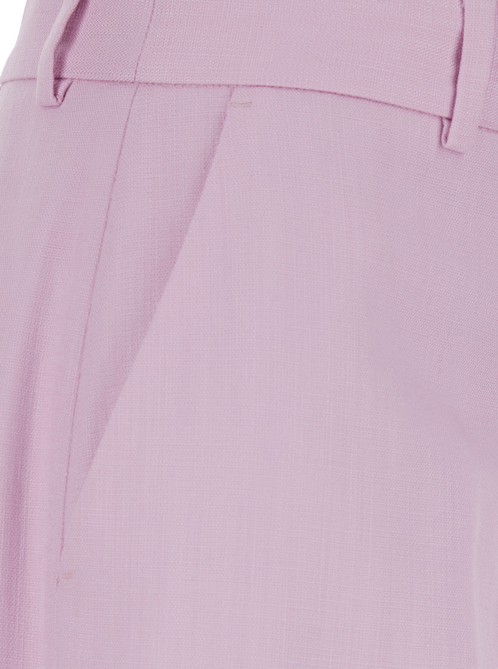 Pants Pink With High Waist And Welt Pockets Viscose Men Polyester Elastane Trousers