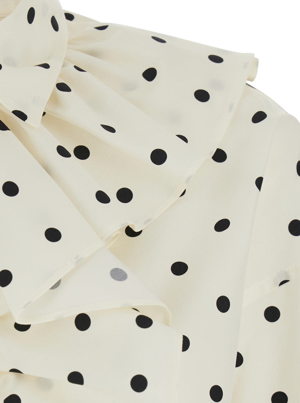 Shirt Pois Rouche White With Ruffles And Dots Cotton For Women Blouses