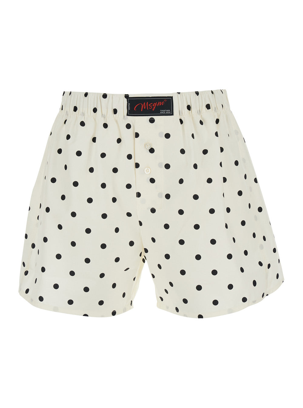 Pois Short - White Bermuda With Polka Dot Design Cotton Men And