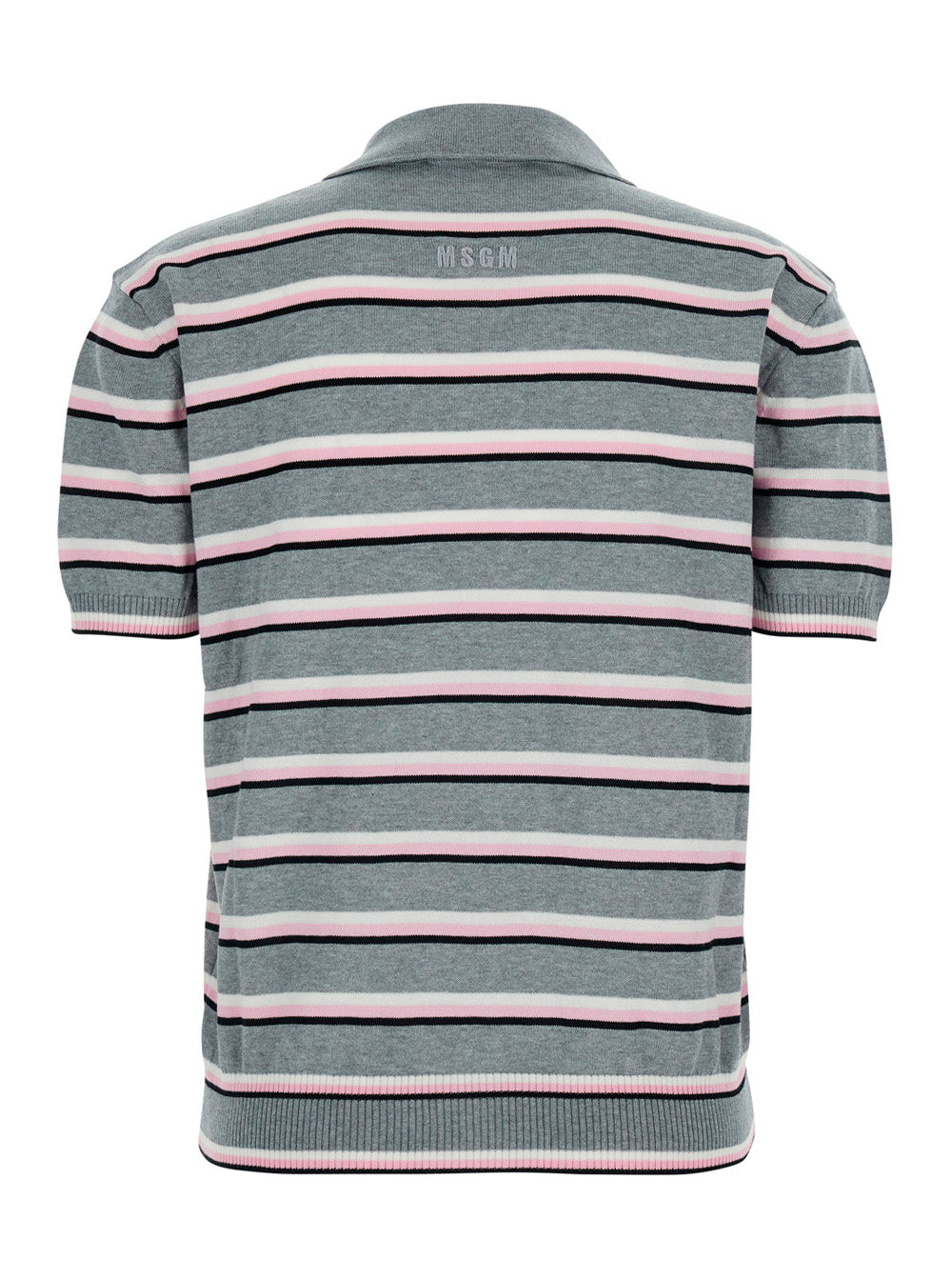 Polo Striped Gray With Ribbed Collar And Short Sleeves Cotton For Men Grey Tshirts Shirts