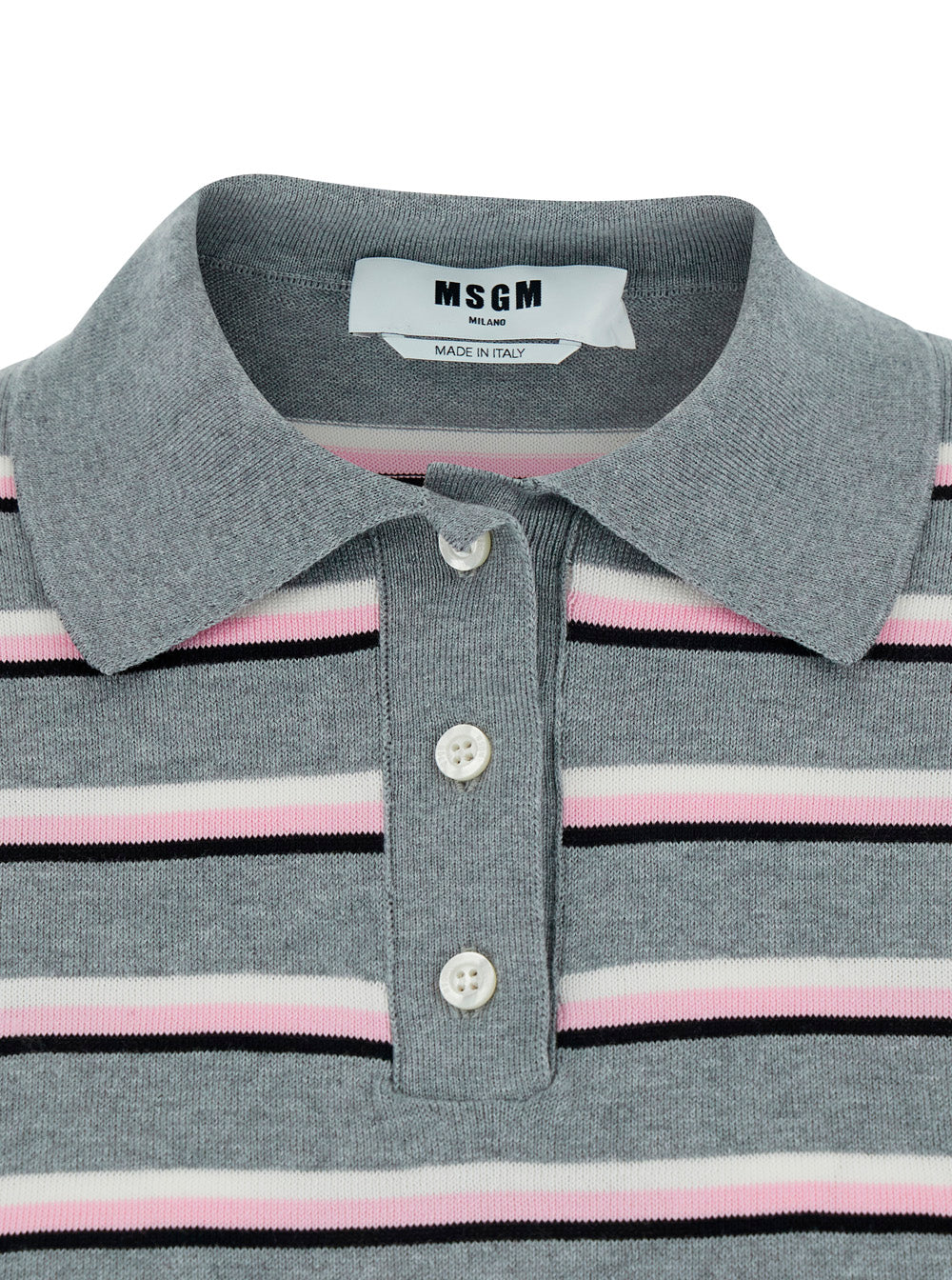 Polo Striped Gray With Ribbed Collar And Short Sleeves Cotton For Men Grey Tshirts Shirts