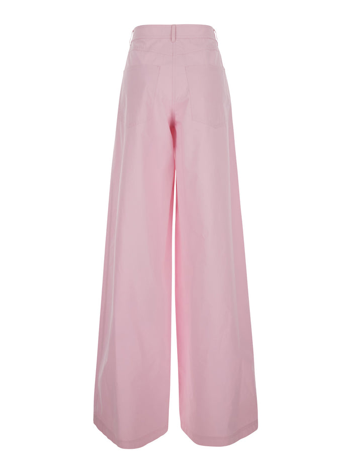 Popeline Pants Pink High-Waisted With Pockets For Men Cotton Trousers