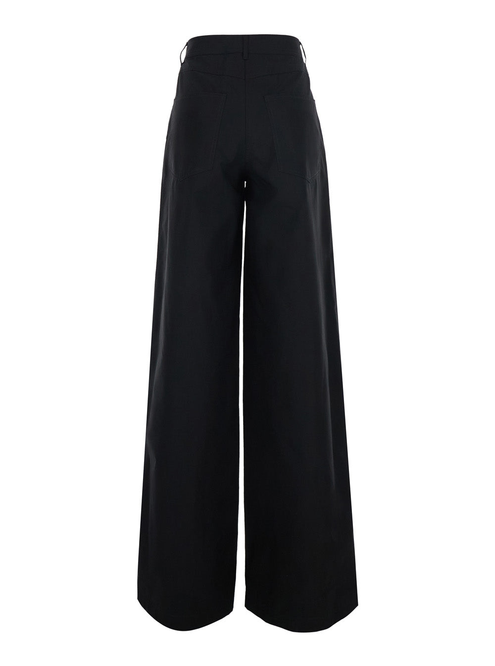 Black Popeline Trousers With Front Pockets For Men Cotton