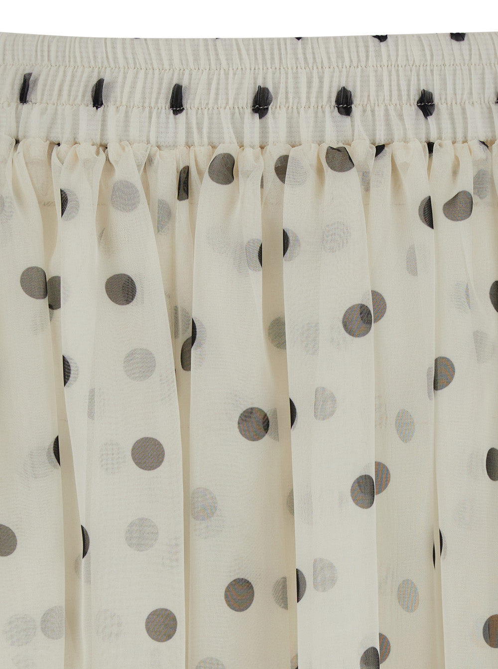 White Pois Pants With Polka Dot Motif Polyester For Women Trousers